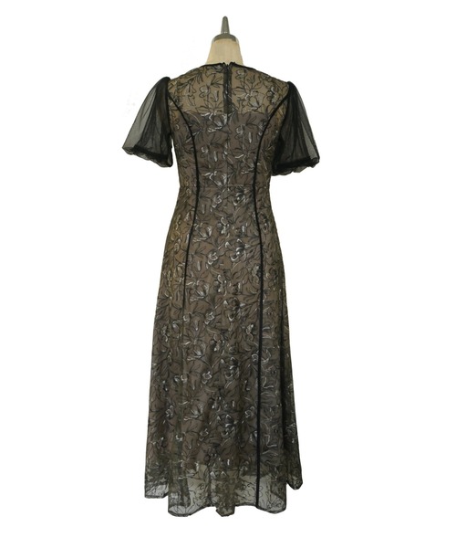 My shawty（ﾏｲｼｬｳﾃｨｰ）の「puff sleeve lace dress（ドレス・レディース・ブラック×カーキ/アイボリー・MEDIUM/SMALL）」の12枚目の写真