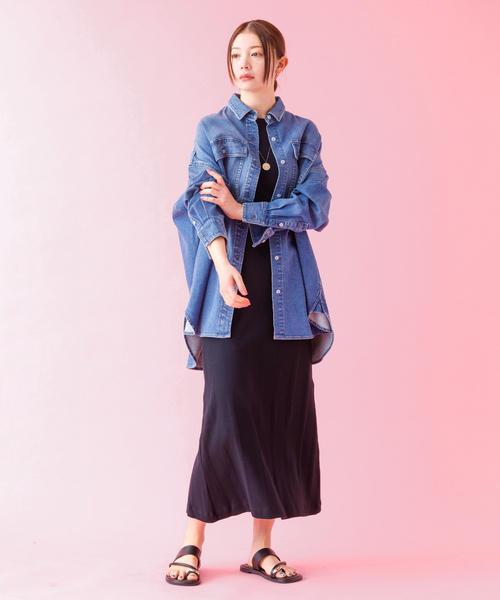 Healthy denim(ヘルシーデニム)の「【Healthy denim / ヘルシーデニム】Almond / デニムシャツ / オーバーサイズ【WEB限定】(シャツ/ブラウス・レディース・ダークネイビー/インディゴブルー/スミクロ・フリー)」の7枚目の写真