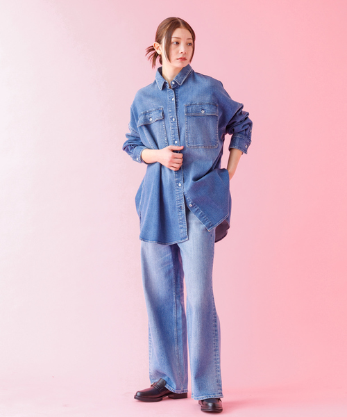 Healthy denim(ヘルシーデニム)の「【Healthy denim / ヘルシーデニム】Almond / デニムシャツ / オーバーサイズ【WEB限定】(シャツ/ブラウス・レディース・ダークネイビー/インディゴブルー/スミクロ・フリー)」の20枚目の写真