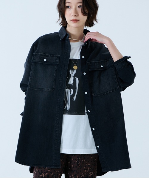 Healthy denim(ヘルシーデニム)の「【Healthy denim / ヘルシーデニム】Almond / デニムシャツ / オーバーサイズ【WEB限定】(シャツ/ブラウス・レディース・ダークネイビー/インディゴブルー/スミクロ・フリー)」の2枚目の写真