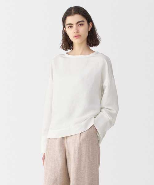 MUJI Labo(ムジラボ)の「〔MUJI Labo〕婦人 リネンシルク長袖ブラウス(シャツ/ブラウス・レディース・オフホワイト/スミクロ/ライトグレー・S/M/L/XL)」の4枚目の写真