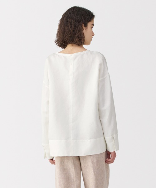 MUJI Labo(ムジラボ)の「〔MUJI Labo〕婦人 リネンシルク長袖ブラウス(シャツ/ブラウス・レディース・オフホワイト/スミクロ/ライトグレー・S/M/L/XL)」の6枚目の写真
