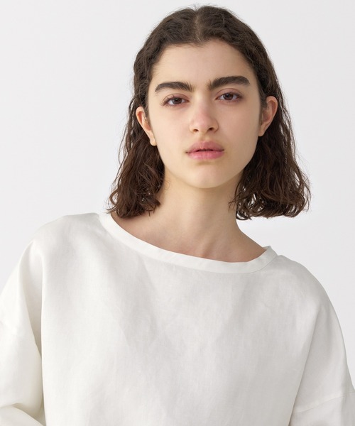 MUJI Labo(ムジラボ)の「〔MUJI Labo〕婦人 リネンシルク長袖ブラウス(シャツ/ブラウス・レディース・オフホワイト/スミクロ/ライトグレー・S/M/L/XL)」の7枚目の写真