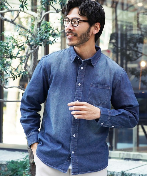 jiggys shop(ジギーズショップ)の「6.5オンス 長袖 デニムシャツ(シャツ/ブラウス・メンズ・ネイビー/ブルー/ブルー系その他・MEDIUM/LARGE/X-LARGE)」の1枚目の写真