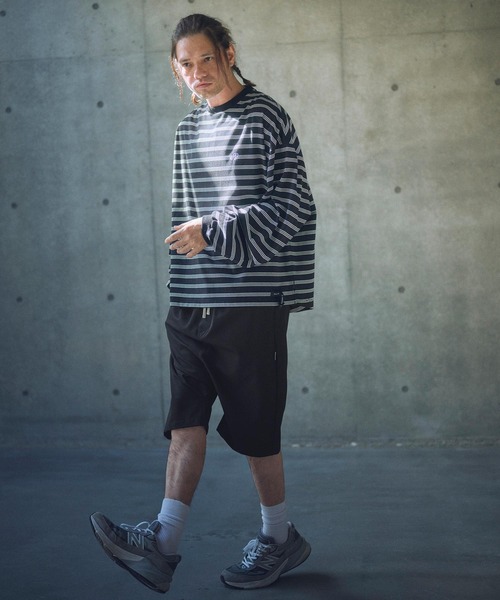 ADAM PATEK（アダムパテック）の「ADAMPATEK/ripple sarouel short pants/リップルサルエルショートパンツ(AP2518007)（その他パンツ・レディース・チャコールグレー/ブラック・2/1）」の4枚目の写真