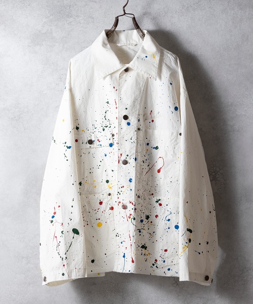 セール】HAND PAINTED CHAIN STITCH LOGO COVERALL JACKET