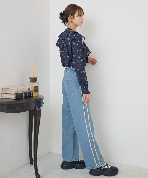 RETRO GIRL(レトロガール)の「フリンジデニム(デニムパンツ・レディース・ブラック/ライトブルー/ブルー・FREE)」の8枚目の写真