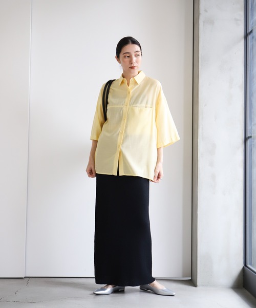 select MOCA（セレクトモカ）の「ハーフスリーブビッグシアーシャツ（シャツ/ブラウス・レディース・ブラウン/イエロー/オフホワイト/チャコールグレー・FREE）」の5枚目の写真
