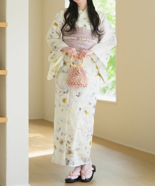 CELEN(セレン)の「【下駄付き兵児帯ゆかた5点セット】浴衣・兵児帯・腰紐2本・下駄《夏宵浴衣》(浴衣・レディース・ネイビー系/ホワイト系/ブルー系/ブラック系1/アイボリー系1/アイボリー系2/グレー系/ブラック系2・FREE)」の6枚目の写真