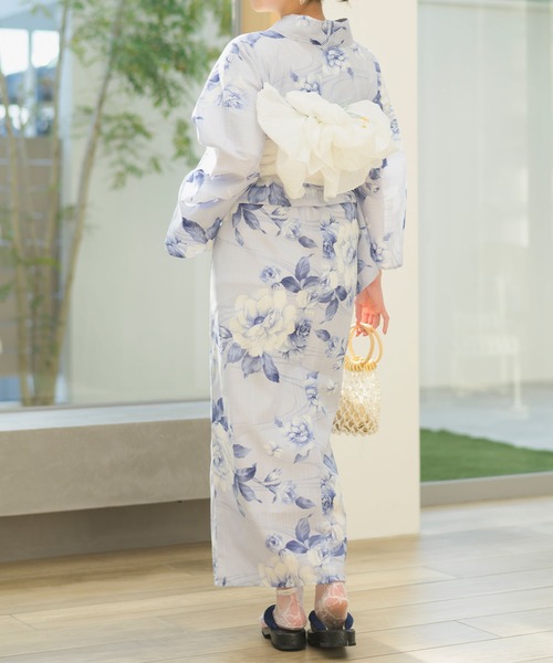 CELEN(セレン)の「【下駄付き兵児帯ゆかた5点セット】浴衣・兵児帯・腰紐2本・下駄《夏宵浴衣》(浴衣・レディース・ネイビー系/ホワイト系/ブルー系/ブラック系1/アイボリー系1/アイボリー系2/グレー系/ブラック系2・FREE)」の8枚目の写真