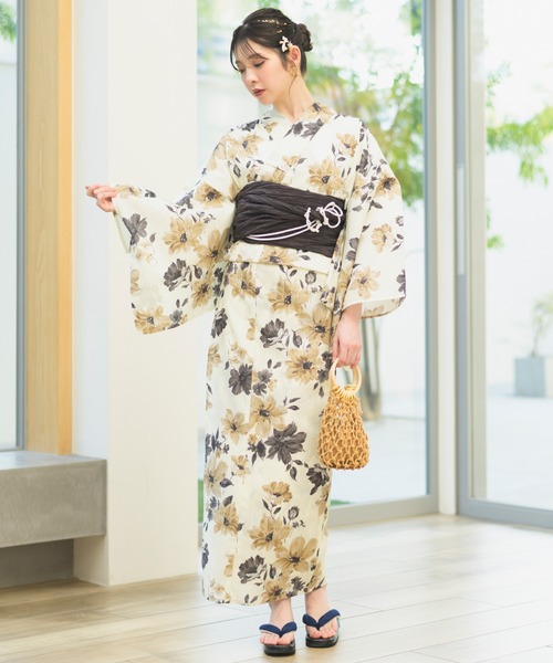 【美品】DAZZY 百合柄浴衣 兵児帯、GRL兵児帯 帯紐 下駄 5点セット 楽天市場】【全品10％OFF！11日1:59まで】 お急ぎOK 浴衣