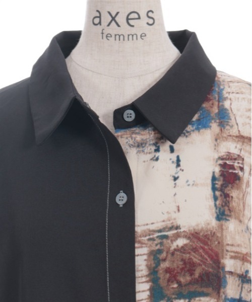 axes femme(アクシーズファム)の「パッチワークシャツワンピース(ワンピース・レディース・ブラック/グリーン・FREE)」の13枚目の写真
