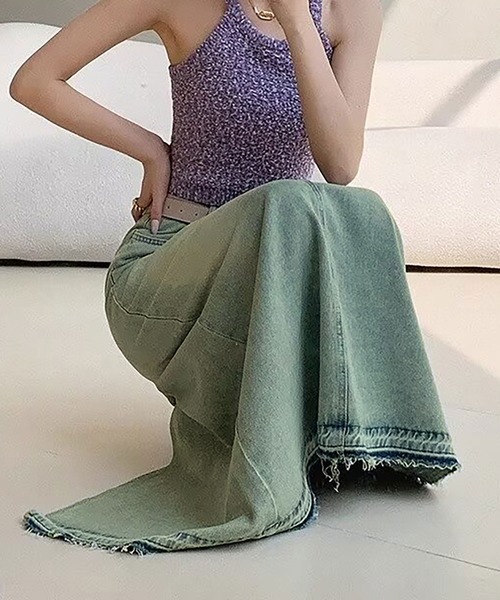 NinaetLina(ニナエリナ)の「デニムロングスカート(デニムスカート・レディース・サックスブルー・S/M/L/XL)」の7枚目の写真