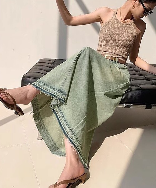 NinaetLina(ニナエリナ)の「デニムロングスカート(デニムスカート・レディース・サックスブルー・S/M/L/XL)」の4枚目の写真