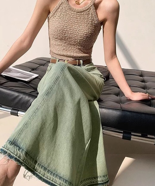 NinaetLina(ニナエリナ)の「デニムロングスカート(デニムスカート・レディース・サックスブルー・S/M/L/XL)」の5枚目の写真