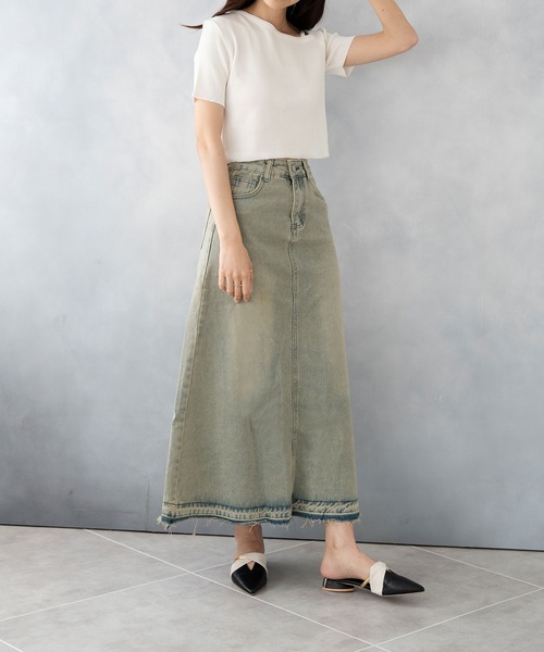 NinaetLina(ニナエリナ)の「デニムロングスカート(デニムスカート・レディース・サックスブルー・S/M/L/XL)」の9枚目の写真