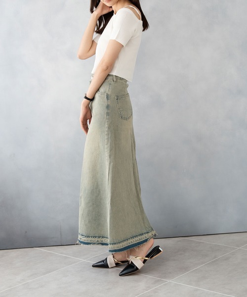 NinaetLina(ニナエリナ)の「デニムロングスカート(デニムスカート・レディース・サックスブルー・S/M/L/XL)」の10枚目の写真