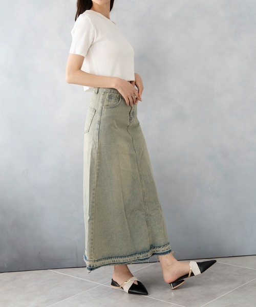 NinaetLina(ニナエリナ)の「デニムロングスカート(デニムスカート・レディース・サックスブルー・S/M/L/XL)」の12枚目の写真