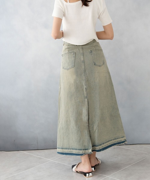 NinaetLina(ニナエリナ)の「デニムロングスカート(デニムスカート・レディース・サックスブルー・S/M/L/XL)」の15枚目の写真
