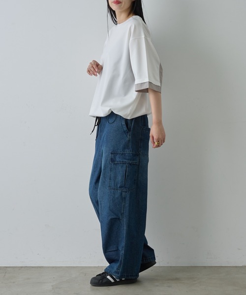 COLONY 2139(コロニートゥーワンスリーナイン)の「ポンチフハク切替クルーネックTシャツ(Tシャツ/カットソー・メンズ・ブラック/ホワイト・MEDIUM/LARGE)」の18枚目の写真