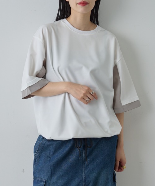 COLONY 2139(コロニートゥーワンスリーナイン)の「ポンチフハク切替クルーネックTシャツ(Tシャツ/カットソー・メンズ・ブラック/ホワイト・MEDIUM/LARGE)」の7枚目の写真