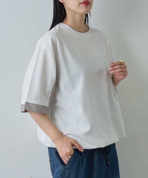 COLONY 2139(コロニートゥーワンスリーナイン)の「ポンチフハク切替クルーネックTシャツ(Tシャツ/カットソー・メンズ・ブラック/ホワイト・MEDIUM/LARGE)」の8枚目の写真