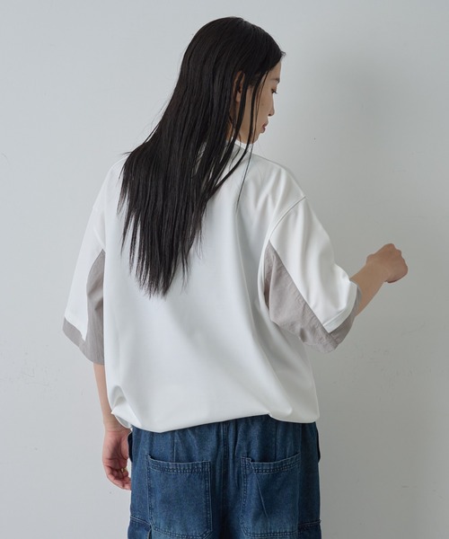 COLONY 2139(コロニートゥーワンスリーナイン)の「ポンチフハク切替クルーネックTシャツ(Tシャツ/カットソー・メンズ・ブラック/ホワイト・MEDIUM/LARGE)」の9枚目の写真