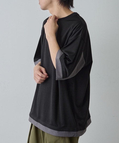 COLONY 2139(コロニートゥーワンスリーナイン)の「ポンチフハク切替クルーネックTシャツ(Tシャツ/カットソー・メンズ・ブラック/ホワイト・MEDIUM/LARGE)」の4枚目の写真