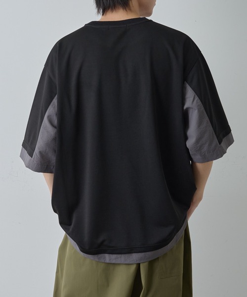 COLONY 2139(コロニートゥーワンスリーナイン)の「ポンチフハク切替クルーネックTシャツ(Tシャツ/カットソー・メンズ・ブラック/ホワイト・MEDIUM/LARGE)」の5枚目の写真