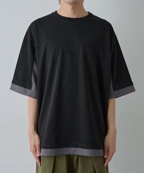 COLONY 2139(コロニートゥーワンスリーナイン)の「ポンチフハク切替クルーネックTシャツ(Tシャツ/カットソー・メンズ・ブラック/ホワイト・MEDIUM/LARGE)」の19枚目の写真