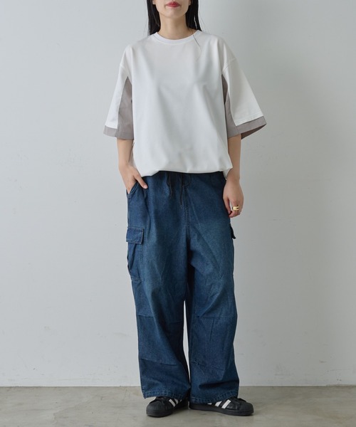 COLONY 2139(コロニートゥーワンスリーナイン)の「ポンチフハク切替クルーネックTシャツ(Tシャツ/カットソー・メンズ・ブラック/ホワイト・MEDIUM/LARGE)」の15枚目の写真
