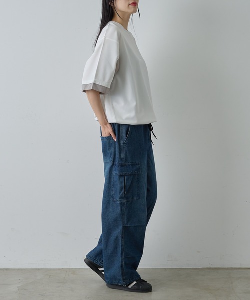 COLONY 2139(コロニートゥーワンスリーナイン)の「ポンチフハク切替クルーネックTシャツ(Tシャツ/カットソー・メンズ・ブラック/ホワイト・MEDIUM/LARGE)」の16枚目の写真