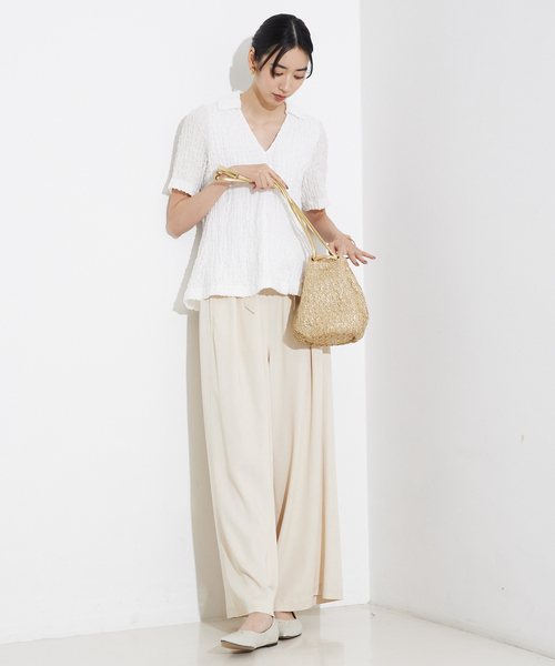 qualite(カリテ)の「ペプラムシャツ/オフィスカジュアル(シャツ/ブラウス・レディース・ブラック/オフホワイト・フリー)」の7枚目の写真