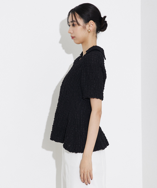 qualite(カリテ)の「ペプラムシャツ/オフィスカジュアル(シャツ/ブラウス・レディース・ブラック/オフホワイト・フリー)」の9枚目の写真