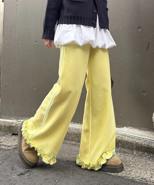 HELLO.SANFRANCISCO(ハローサンフランシスコ)の「【HELLO.SANFRANCISCO】ワッフルフレアパンツ(その他パンツ・レディース・グレー/オフホワイト/ブルー/オレンジ/ブラック/パープル/イエロー・SMALL/MEDIUM)」の6枚目の写真