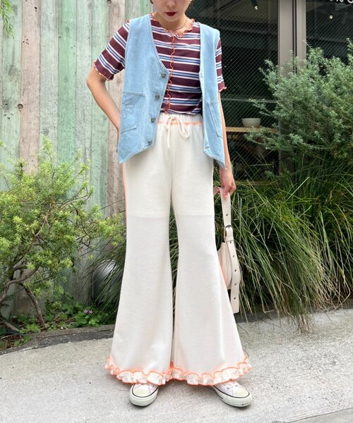 HELLO.SANFRANCISCO(ハローサンフランシスコ)の「【HELLO.SANFRANCISCO】ワッフルフレアパンツ(その他パンツ・レディース・グレー/オフホワイト/ブルー/オレンジ/ブラック/パープル/イエロー・SMALL/MEDIUM)」の15枚目の写真