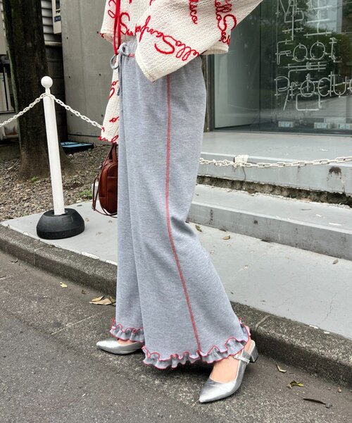 HELLO.SANFRANCISCO(ハローサンフランシスコ)の「【HELLO.SANFRANCISCO】ワッフルフレアパンツ(その他パンツ・レディース・グレー/オフホワイト/ブルー/オレンジ/ブラック/パープル/イエロー・SMALL/MEDIUM)」の8枚目の写真