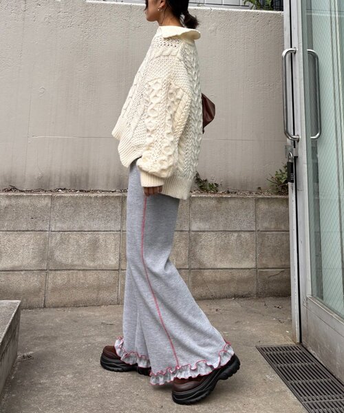 HELLO.SANFRANCISCO(ハローサンフランシスコ)の「【HELLO.SANFRANCISCO】ワッフルフレアパンツ(その他パンツ・レディース・グレー/オフホワイト/ブルー/オレンジ/ブラック/パープル/イエロー・SMALL/MEDIUM)」の13枚目の写真