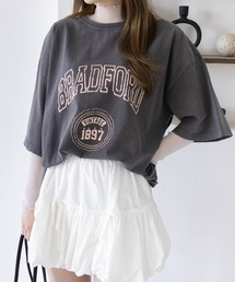 clear | オーバーサイズケミカル加工ロゴTシャツ[着回し力抜群 大人 カジュアル]≪2025SS新作(Tシャツ/カットソー)