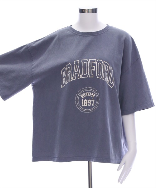 clear（クリア）の「オーバーサイズケミカル加工ロゴTシャツ[着回し力抜群 大人 カジュアル]（Tシャツ/カットソー・レディース・ピンク/ネイビー/チャコールグレー・F）」の7枚目の写真