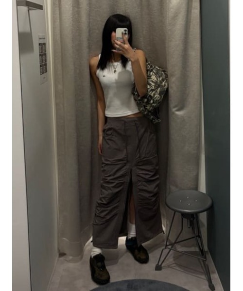 LAGUA GEM（ラグアジェム）の「COTTON SHIRRING ロングスカート（スカート・レディース・ブラック/チャコールグレー/ブルー・MEDIUM/SMALL/X-SMALL）」の18枚目の写真