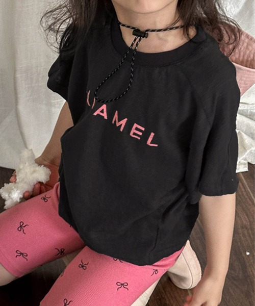 aimoha(アイモハ)の「【aimoha-KIDS-】ロゴプリントコットンTシャツ (SS)(Tシャツ/カットソー・キッズ・ダークグレー/ネイビー・90/100/110/120/80/130)」の1枚目の写真