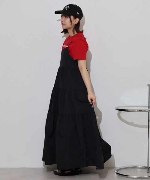 FUNALIVE(ファンアライブ)の「ナイロンタフタ ティアードキャミワンピース(ワンピース・レディース・ライトベージュ/ブラック・M)」の15枚目の写真