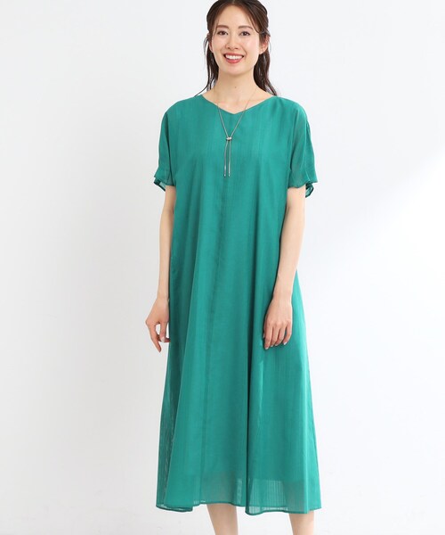 【Reflect】シアーストライプソフトAラインワンピース セール】【夏SALE／一枚で決まる◎／手洗い可】シアーストライプ