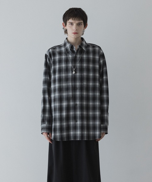 loose basic oversize shirt - ombre check / ルーズベーシック