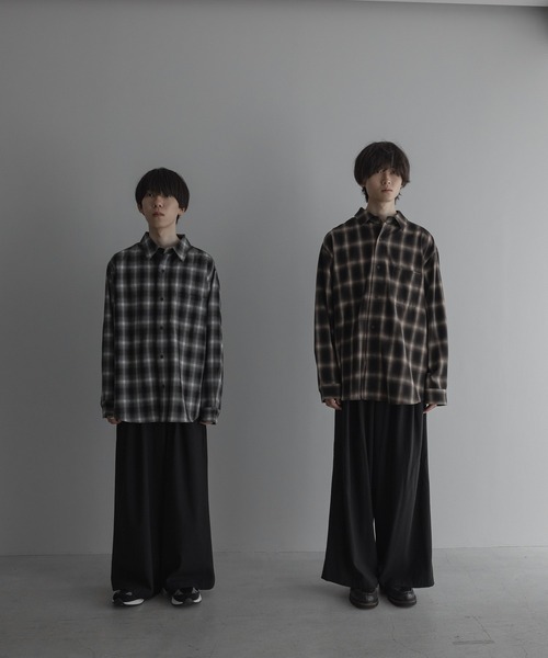 remer(リメール)の「loose basic oversize shirt - ombre check / ルーズベーシックオーバーサイズシャツ - オンブレチェック(シャツ/ブラウス・メンズ・ブラウン/ブラック・LARGE/MEDIUM/SMALL/X-SMALL)」の19枚目の写真