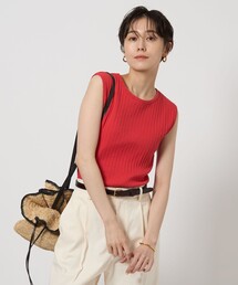 green label relaxing | アイレット リブ クロップド ノースリーブ Tシャツ(Tシャツ/カットソー)