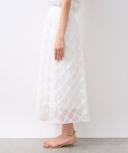 La boutique BonBon（ラブティックボンボン）の「【セットアップ可】シアーローズギャザースカート（スカート・レディース・ブラック/ホワイト・38/36）」の19枚目の写真