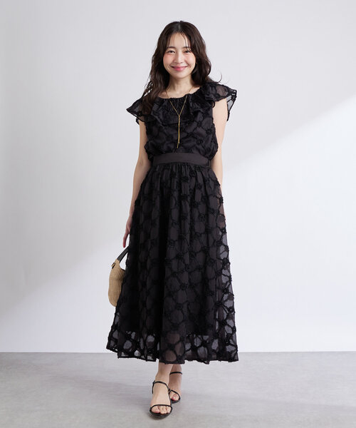 La boutique BonBon（ラブティックボンボン）の「【セットアップ可】シアーローズギャザースカート（スカート・レディース・ブラック/ホワイト・38/36）」の9枚目の写真