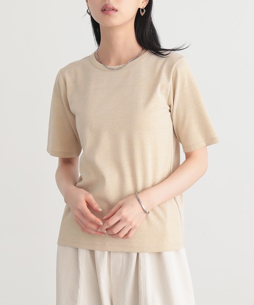 for/c(フォーシー)の「ラメ半袖Tシャツ【サスティナブル】(Tシャツ/カットソー・レディース・ライトベージュ/ブラック/ライトグレー・L/M)」の3枚目の写真